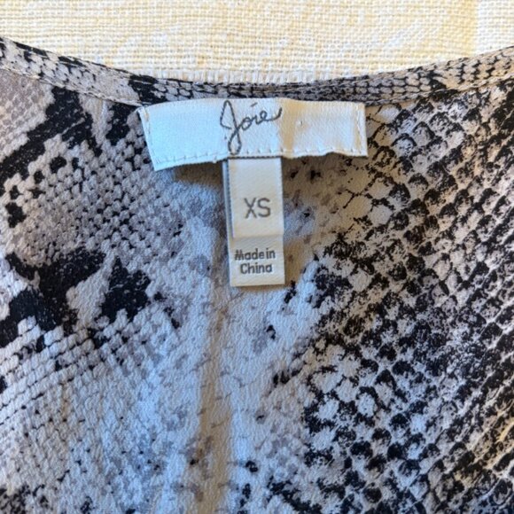 Joie Silk Snake Print Sheath Dress – Black/Grey, Size S, Snap Belt - Picture 2 of 7